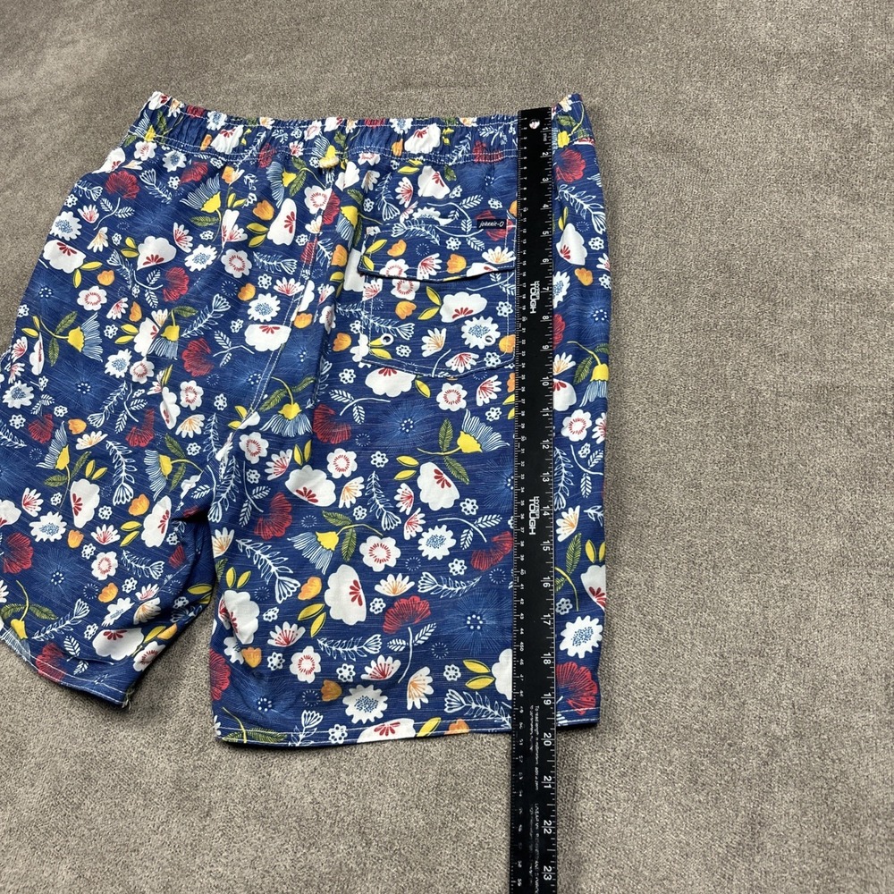 JOHNNIE-O Floral Mesh Lined Swim Shorts Mens Large 9" Art Vacation Blue Stretch - Picture 9 of 10